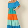 Dresses * | Petal & Pup High Quality Eazon Off Shoulder Maxi Dress Blue