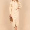 Dresses * | Petal & Pup Good Quality Indie Button Up Midi Dress Cream