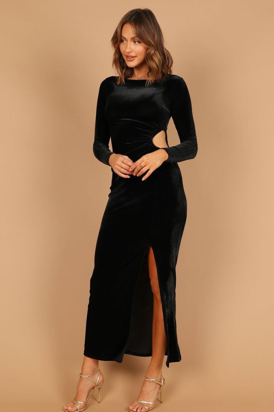 Dresses * | Petal & Pup Outlet Sale Sarine Long Sleeve Maxi Dress Black