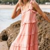 Dresses * | Petal & Pup Discount Pissaro Bow Sleeve Maxi Dress Blush Pink