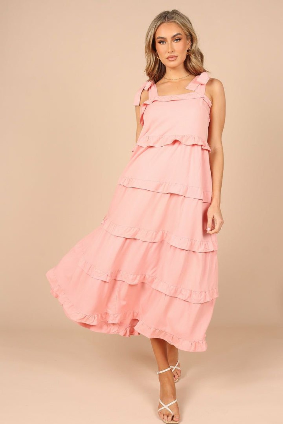 Dresses * | Petal & Pup Discount Pissaro Bow Sleeve Maxi Dress Blush Pink