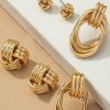 Shoes & Accessories * | Petal & Pup Outlet Sale Metal Knot Hoop Earrings 3 Pack Set Gold