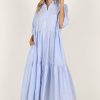 Clothing * | Petal & Pup Good Quality Clover Maxi Dress Blue Stripe