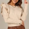 Clothing * | Petal & Pup Best Sellers Winona Ruffle Sleeve Crewneck Knit Sweater Cream