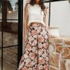 Clothing * | Petal & Pup Best Sellers Tamara High Waisted Wide Leg Pants Peach Floral