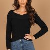 Clothing * | Petal & Pup Official Valerie Off Shoulder Knit Sweater Black