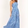 Dresses * | Petal & Pup Good Quality Lea One Shoulder Maxi Dress Blue Multi