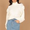 Clothing * | Petal & Pup Exquisite Gifts Christie Fringe Knit Sweater Cream