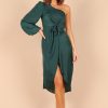 Dresses * | Petal & Pup Best Sellers Ezme One Shoulder Midi Dress Emerald