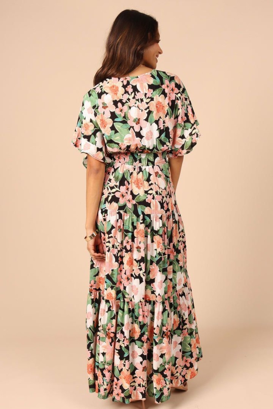 Dresses * | Petal & Pup Official Cautilina Maxi Dress Peach Floral