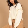 Clothing * | Petal & Pup High Quality Bethany Drop Sleeve Ruffle Knit Sweater Cream