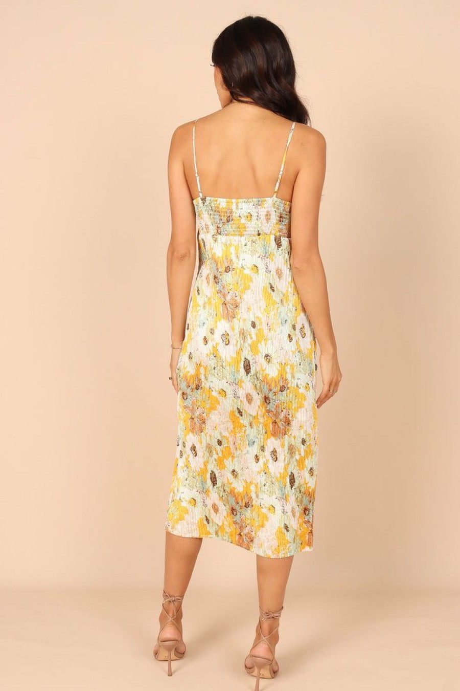 Dresses * | Petal & Pup Hot Sell Ville Pleated Midi Dress Multi Floral