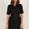 Clothing * | Petal & Pup Exclusive Kamal Midi Belted Dress Black