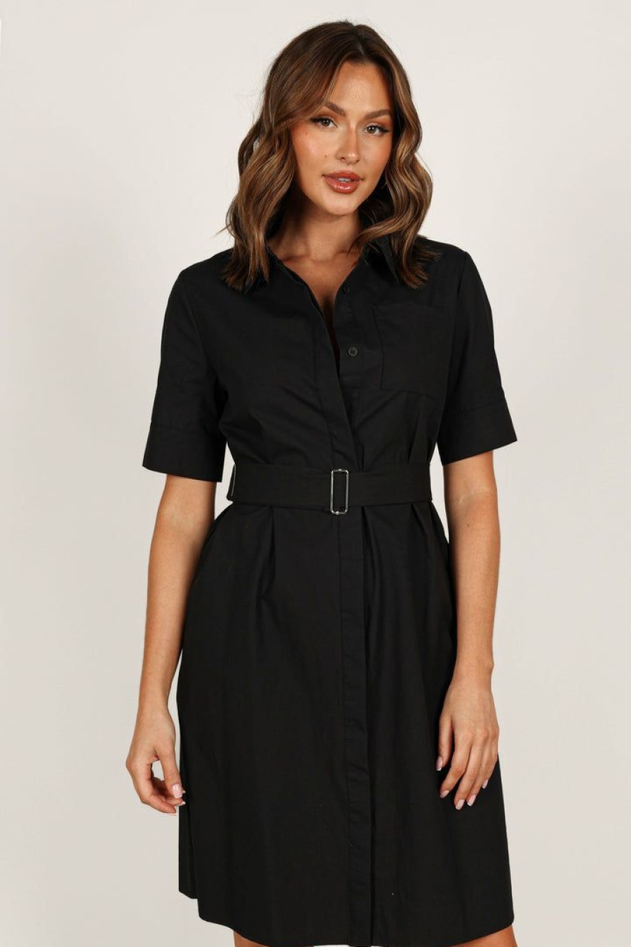 Clothing * | Petal & Pup Exclusive Kamal Midi Belted Dress Black