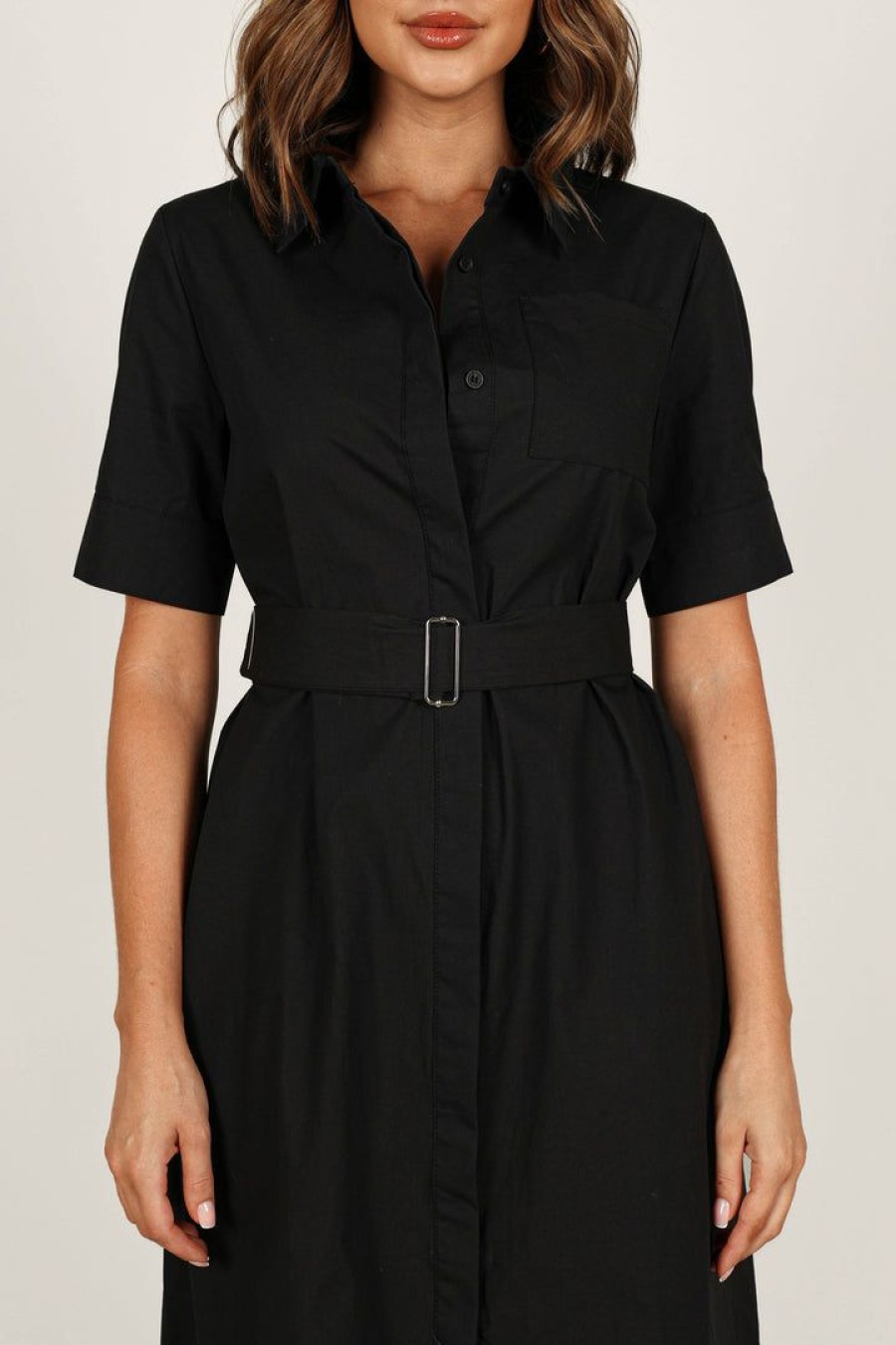 Clothing * | Petal & Pup Exclusive Kamal Midi Belted Dress Black