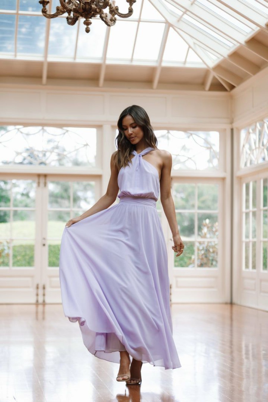 Clothing * | Petal & Pup Good Quality Blossom Halterneck Maxi Dress Lavender