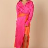 Dresses * | Petal & Pup Top Sellers Austin Colourblock Wrap Dress Pink/Orange